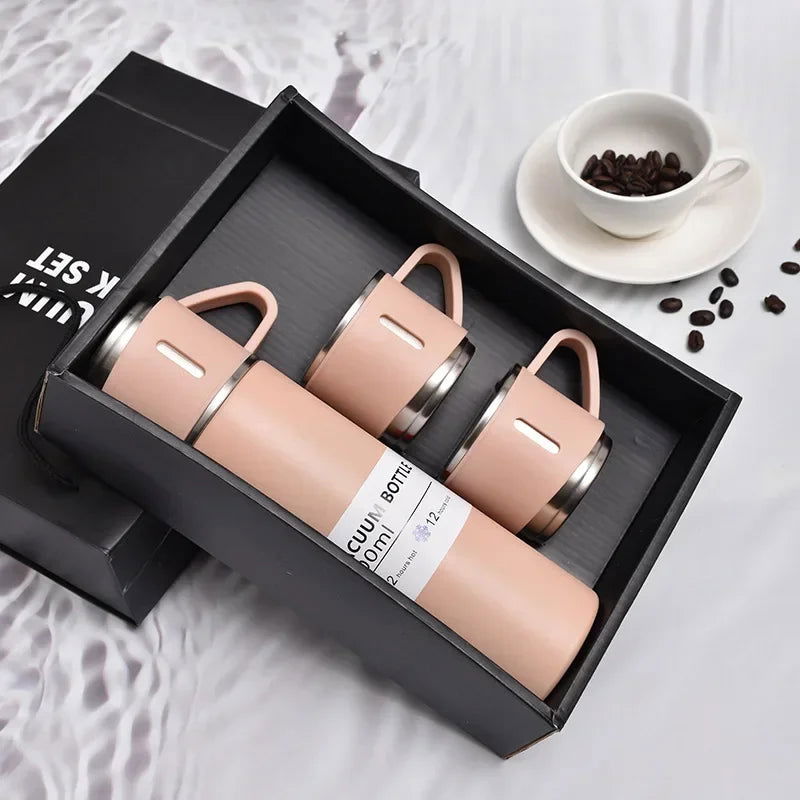 500ML 304 Stainless Steel Vacuum Insulated Bottle Gift Set Office Business Style Coffee Mug Thermos Bottle Portable Flask Carafe - Slobuy