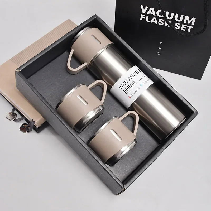 500ML 304 Stainless Steel Vacuum Insulated Bottle Gift Set Office Business Style Coffee Mug Thermos Bottle Portable Flask Carafe - Slobuy