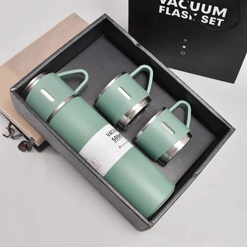500ML 304 Stainless Steel Vacuum Insulated Bottle Gift Set Office Business Style Coffee Mug Thermos Bottle Portable Flask Carafe - Slobuy