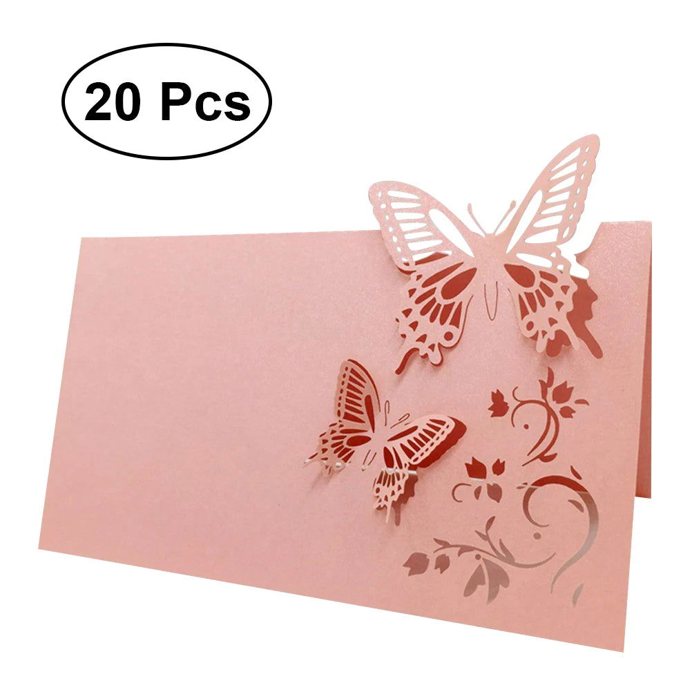 50PCS Paper White Elegant Table Card Heart Hollowed Table Namecard Table Cards Place Cards Wedding Guests Banquet Party Favors - Slobuy