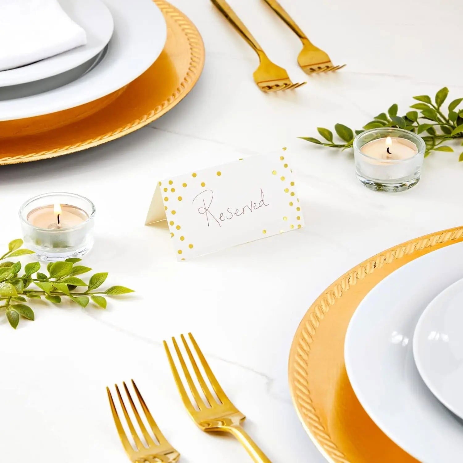 50Pcs Name Place Paper Cards Wedding Banquet Reserved Seating Blank Rectangular Foil Border Table Decor Birthday Party Greeting - Slobuy