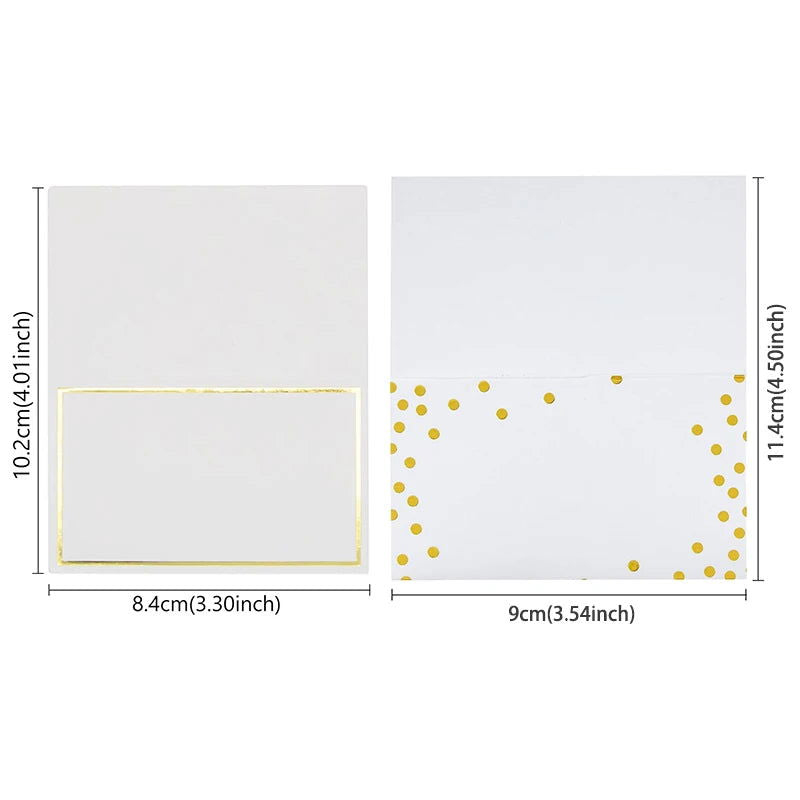 50Pcs Name Place Paper Cards Wedding Banquet Reserved Seating Blank Rectangular Foil Border Table Decor Birthday Party Greeting - Slobuy