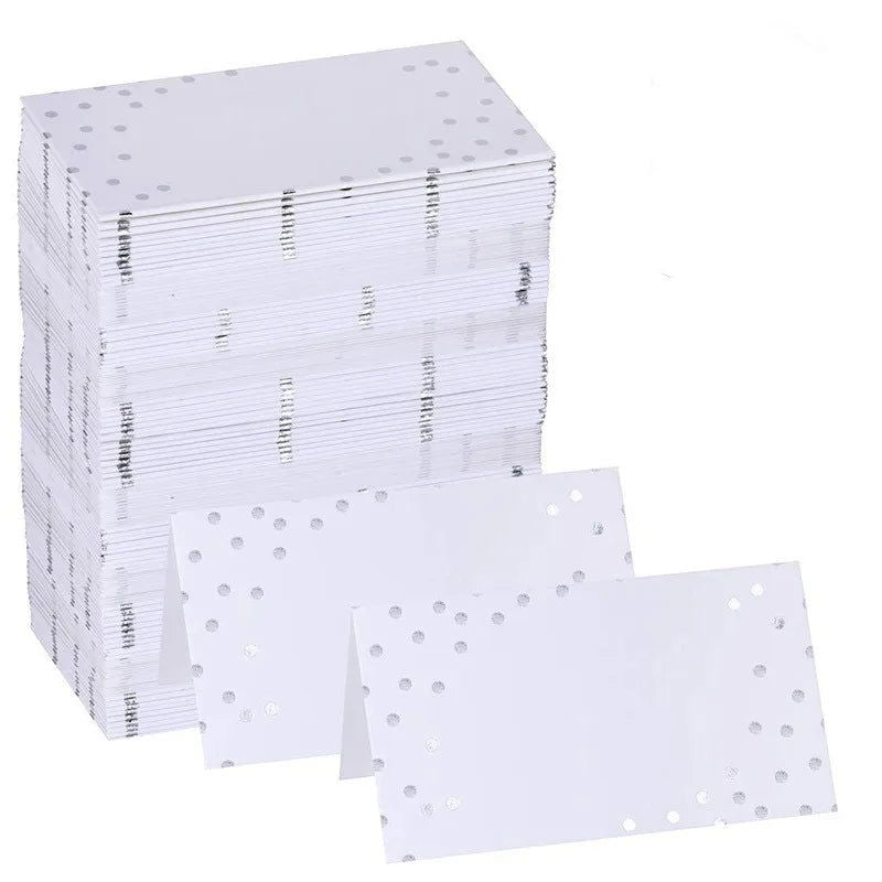 50Pcs Name Place Paper Cards Wedding Banquet Reserved Seating Blank Rectangular Foil Border Table Decor Birthday Party Greeting - Slobuy
