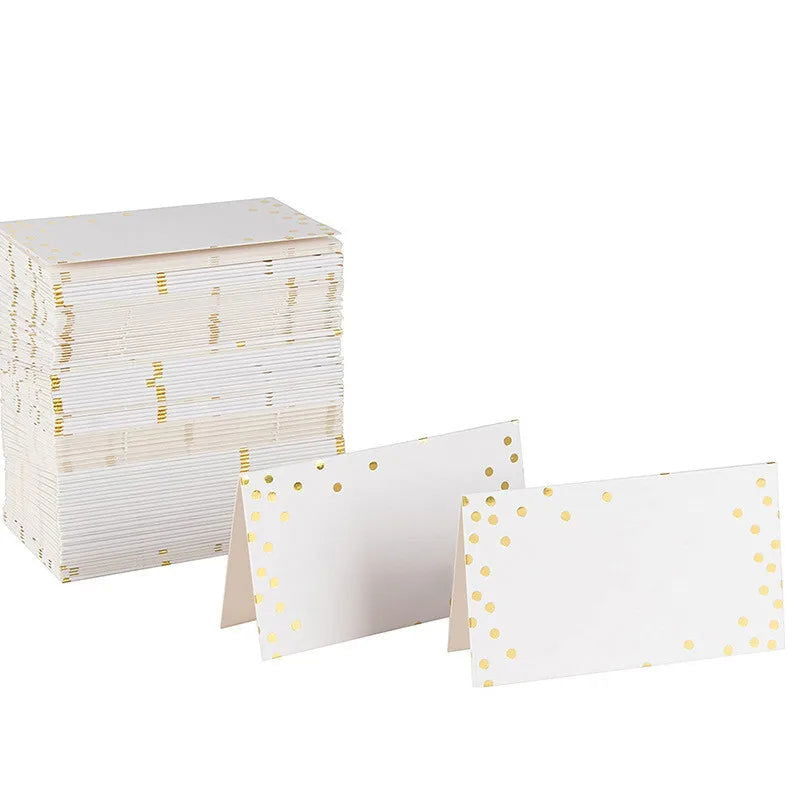 50Pcs Name Place Paper Cards Wedding Banquet Reserved Seating Blank Rectangular Foil Border Table Decor Birthday Party Greeting - Slobuy