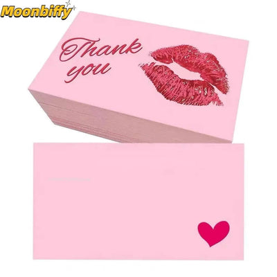 50Pcs PINK  Thank You Card Thank You for Your Order Card Praise Labels for Small Businesses Decor for Small Shop Gift Postcard - Slobuy