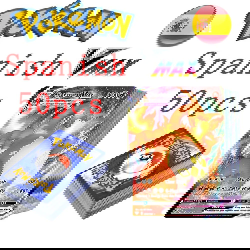 50Pcs Pokemons Card Shining TAKARA TOMY GX VMAX V MAX Cards Game Battle Carte Trading Children Toy - Slobuy