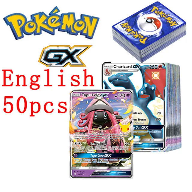 50Pcs Pokemons Card Shining TAKARA TOMY GX VMAX V MAX Cards Game Battle Carte Trading Children Toy - Slobuy