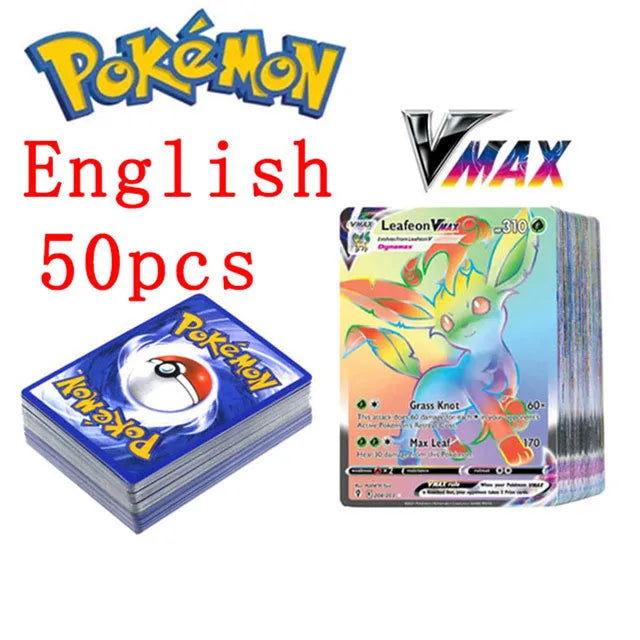 50Pcs Pokemons Card Shining TAKARA TOMY GX VMAX V MAX Cards Game Battle Carte Trading Children Toy - Slobuy