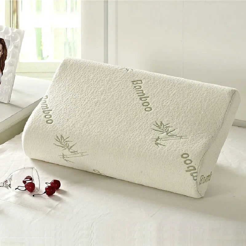 50*30cm Bamboo Fiber Pillow Slow Rebound Health Care Memory Foam Pillow Memory Foam Pillow Orthopedic Pillows Support NeckRelief - Slobuy