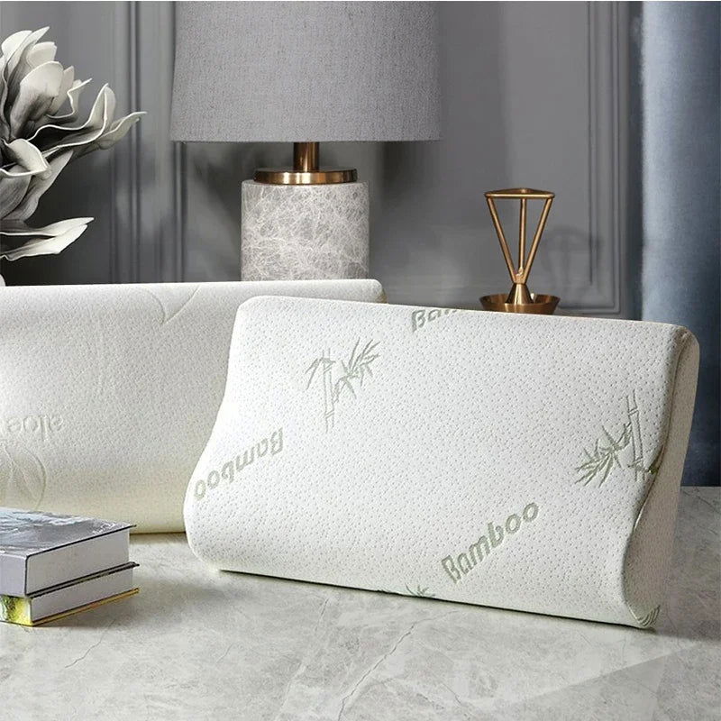50*30cm Bamboo Fiber Pillow Slow Rebound Health Care Memory Foam Pillow Memory Foam Pillow Orthopedic Pillows Support NeckRelief - Slobuy