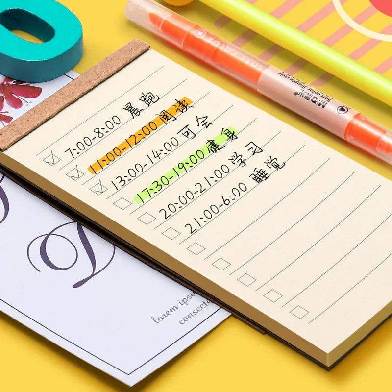 50 Pages Memo Pad Sticky Note Kraft Paper Writing Pads Notepads Portable Daily Planner Schedule Book To Do List School Supplies - Slobuy