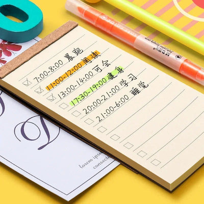 50 Pages Memo Pad Sticky Note Kraft Paper Writing Pads Notepads Portable Daily Planner Schedule Book To Do List School Supplies - Slobuy