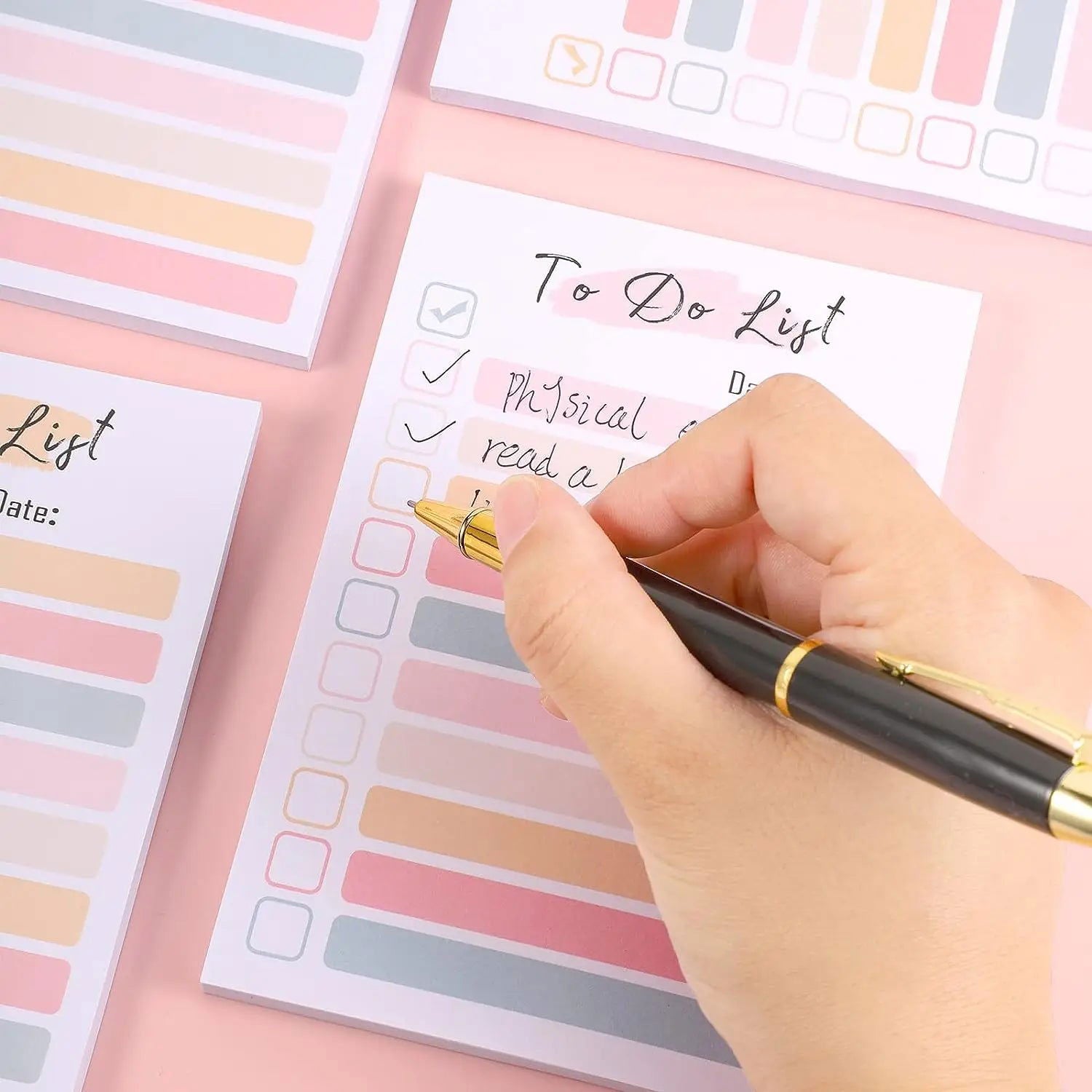 50 Sheets To Do List Notepad color To Do List Sticky Notes Adhesive Memo Pad Portable Daily Planner Grocery check List Notepad - Slobuy
