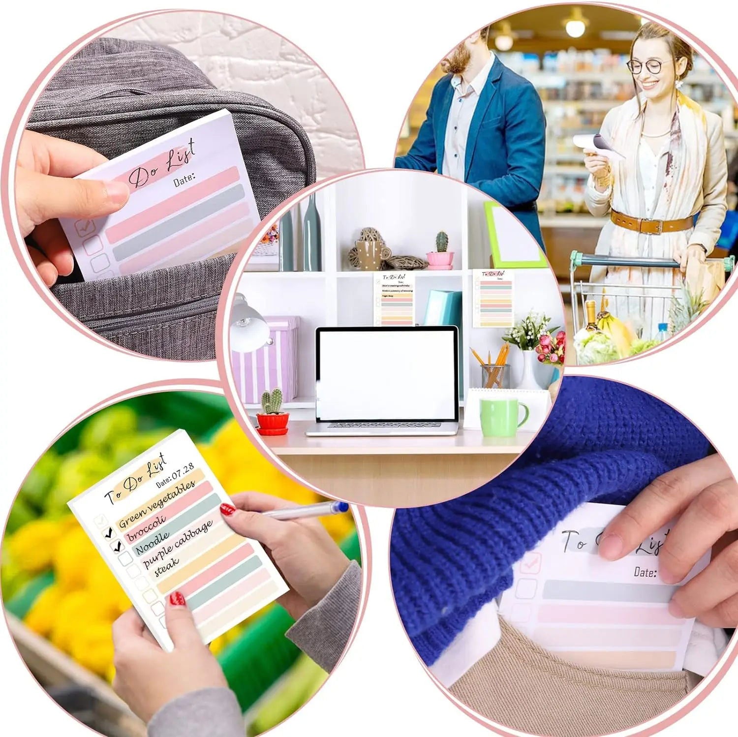 50 Sheets To Do List Notepad color To Do List Sticky Notes Adhesive Memo Pad Portable Daily Planner Grocery check List Notepad - Slobuy