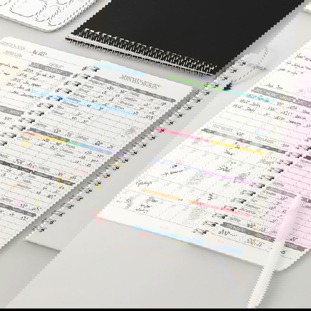 50 sheets Budget Planner Monthly Bill Organizer PVC Hardcover Budget Book For Savings Debt Expense Tracking Notebook - Slobuy