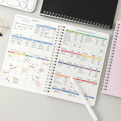 50 sheets Budget Planner Monthly Bill Organizer PVC Hardcover Budget Book For Savings Debt Expense Tracking Notebook - Slobuy