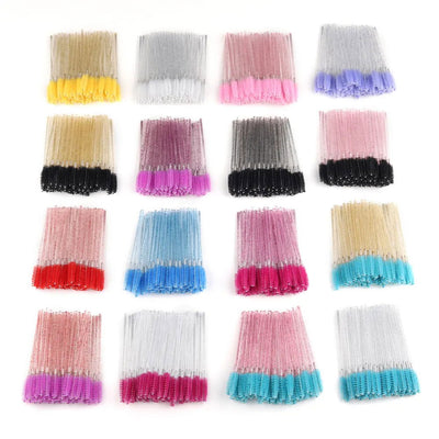 50pcs Disposable Eyelash Brushes Extension Crystal Eyebrow Brush Mascara Wand Eye Lashes Cosmetic Tool Set Makeup Beauty - Slobuy