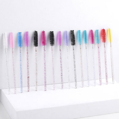 50pcs Disposable Eyelash Brushes Extension Crystal Eyebrow Brush Mascara Wand Eye Lashes Cosmetic Tool Set Makeup Beauty - Slobuy