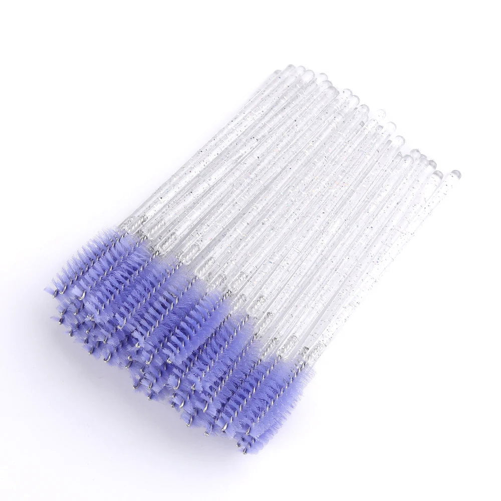50pcs Disposable Eyelash Brushes Extension Crystal Eyebrow Brush Mascara Wand Eye Lashes Cosmetic Tool Set Makeup Beauty - Slobuy