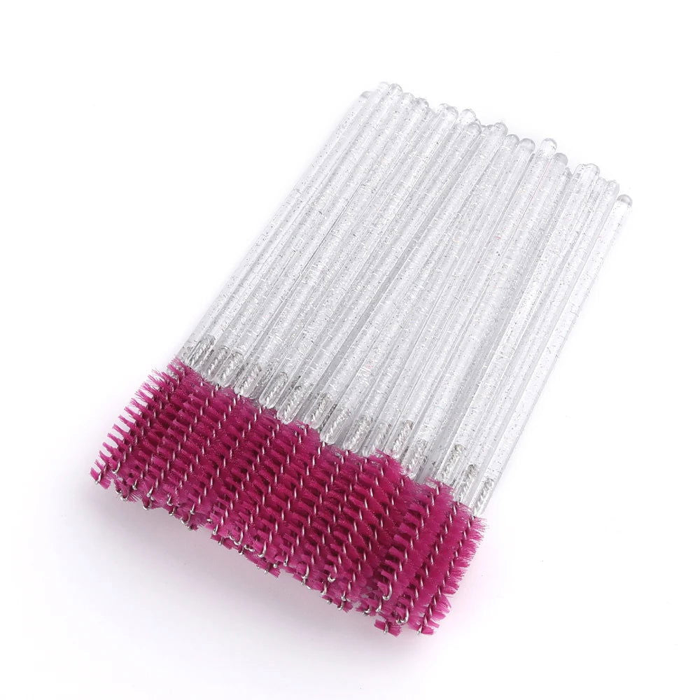 50pcs Disposable Eyelash Brushes Extension Crystal Eyebrow Brush Mascara Wand Eye Lashes Cosmetic Tool Set Makeup Beauty - Slobuy