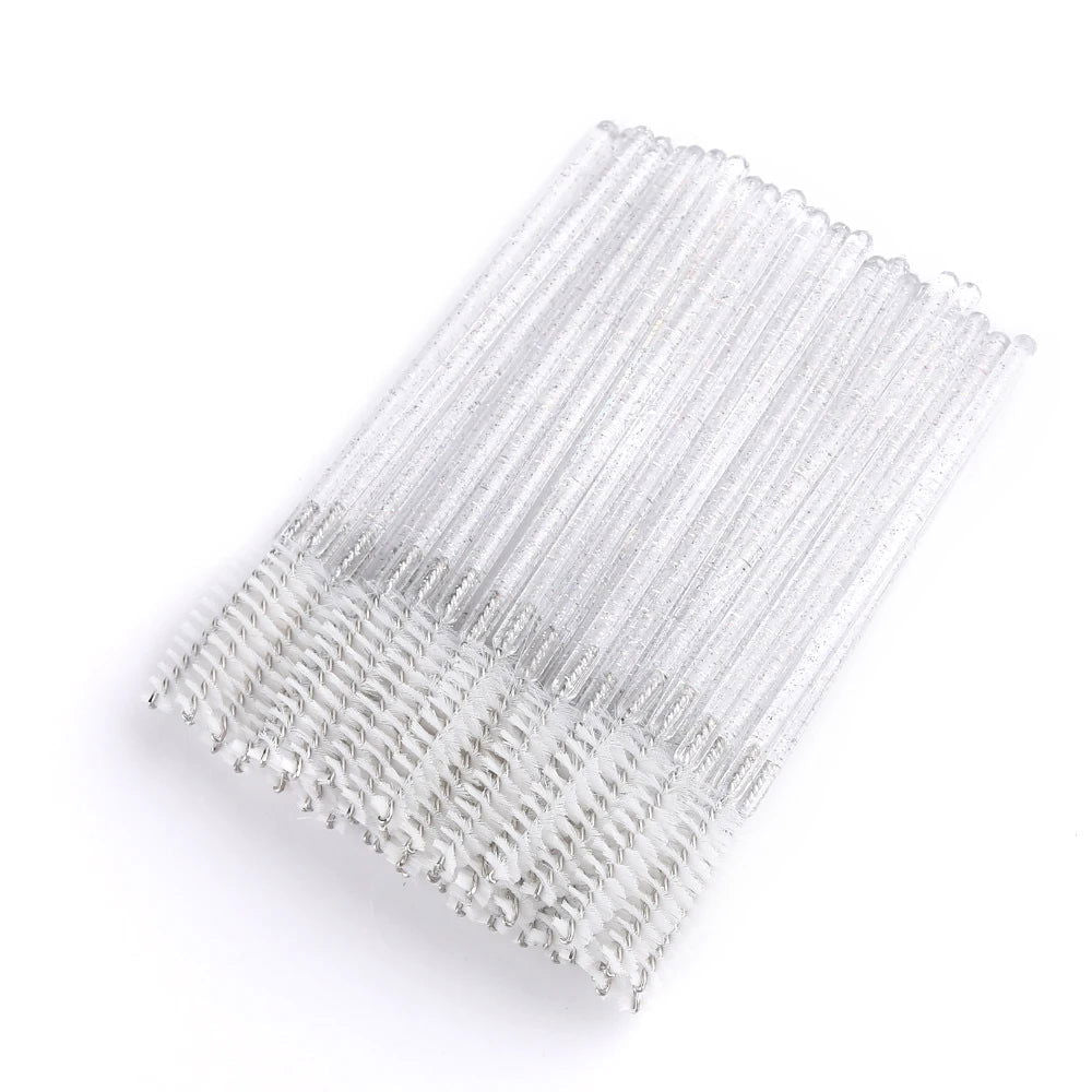 50pcs Disposable Eyelash Brushes Extension Crystal Eyebrow Brush Mascara Wand Eye Lashes Cosmetic Tool Set Makeup Beauty - Slobuy
