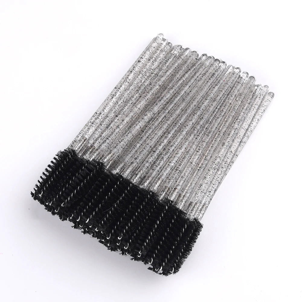 50pcs Disposable Eyelash Brushes Extension Crystal Eyebrow Brush Mascara Wand Eye Lashes Cosmetic Tool Set Makeup Beauty - Slobuy