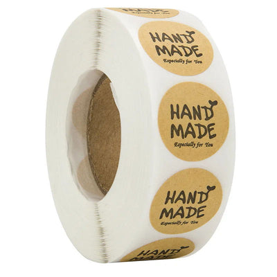 50pcs Round Natural Kraft Thank You Stickers seal labels  Labels per wad Hand Made With Love Stickers Office Stationery sticke - Slobuy