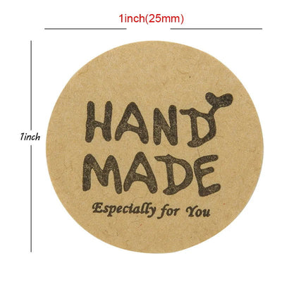 50pcs Round Natural Kraft Thank You Stickers seal labels  Labels per wad Hand Made With Love Stickers Office Stationery sticke - Slobuy