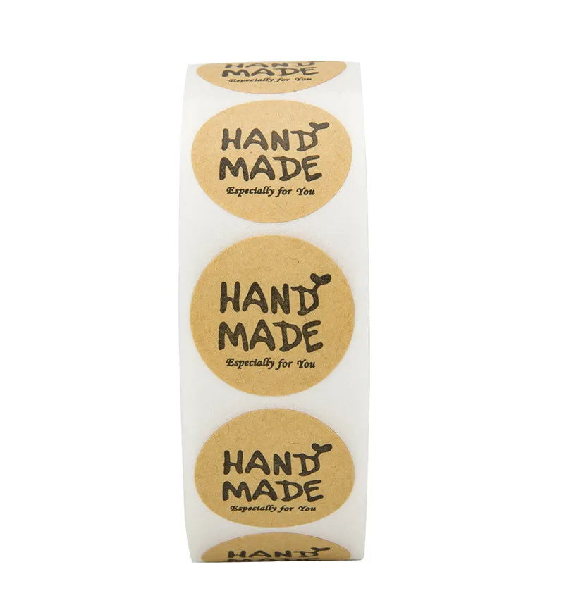 50pcs Round Natural Kraft Thank You Stickers seal labels  Labels per wad Hand Made With Love Stickers Office Stationery sticke - Slobuy