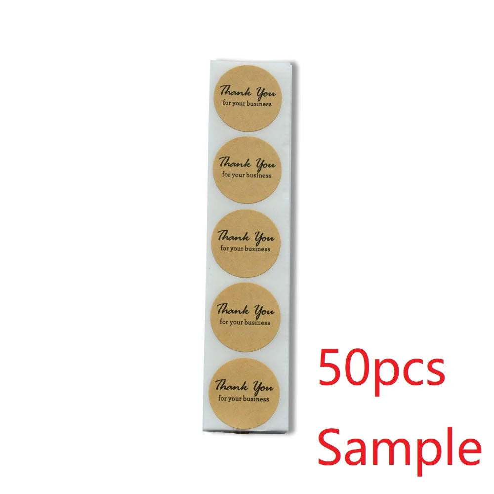 50pcs Round Natural Kraft Thank You Stickers seal labels  Labels per wad Hand Made With Love Stickers Office Stationery sticke - Slobuy