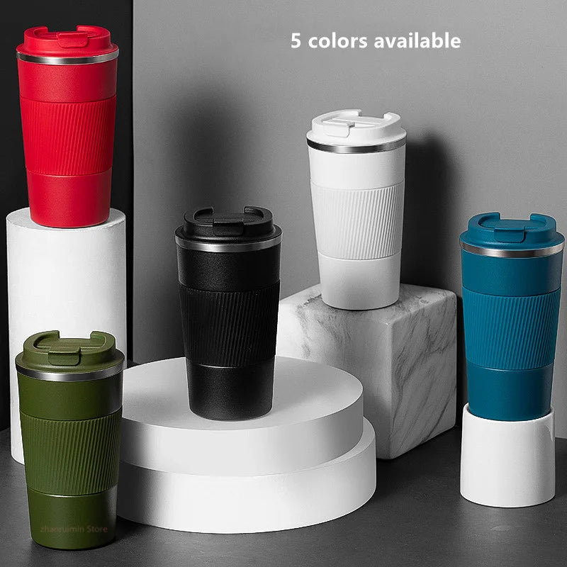 380ml/510ml Double Stainless Steel 304 Coffee Thermos Mug Leak-Proof Non-Slip Car Vacuum Flask Travel Thermal Cup Water Bottle - Slobuy