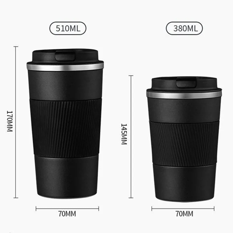 380ml/510ml Double Stainless Steel 304 Coffee Thermos Mug Leak-Proof Non-Slip Car Vacuum Flask Travel Thermal Cup Water Bottle - Slobuy