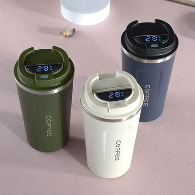 380/510ml Thermos Coffee Mug Stainless Steel Coffee Cup Temperature Display Vacuum Flask Thermal Tumbler Insulated Water Bottle - Slobuy