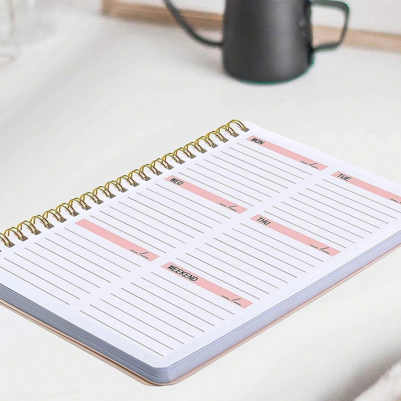 52 Weeks Weekly Planner Notebook A5 Undated Spiral Agenda Daily Student Schedules Journal Stationery Office School Supplies - Slobuy