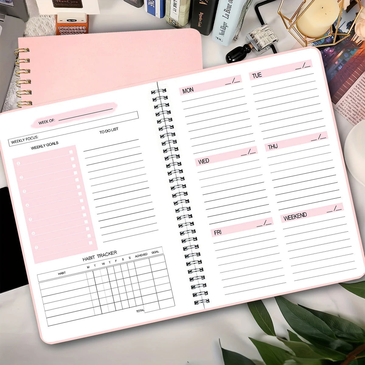 52 Weeks Weekly Planner Notebook A5 Undated Spiral Agenda Daily Student Schedules Journal Stationery Office School Supplies - Slobuy