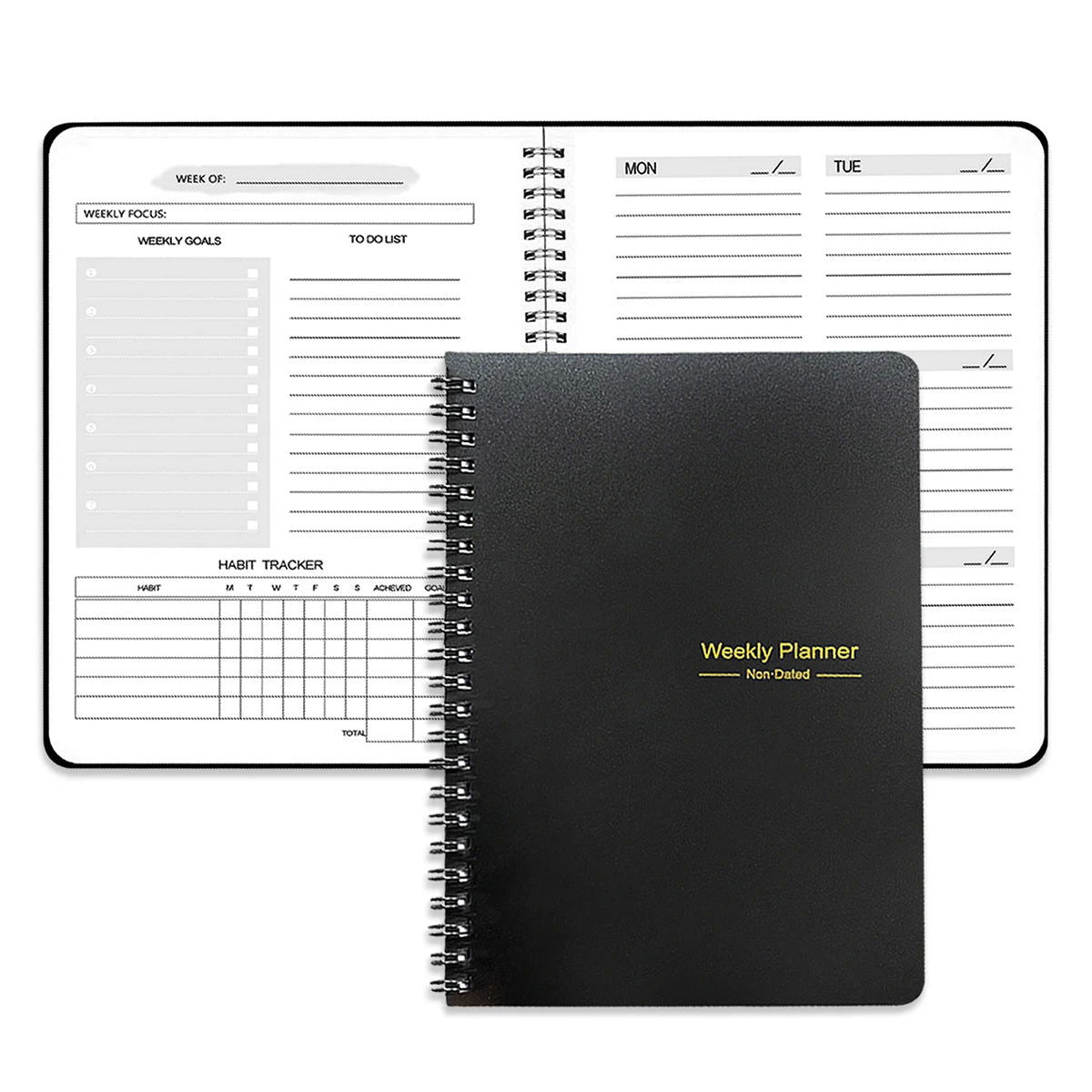 52 Weeks Weekly Planner Notebook A5 Undated Spiral Agenda Daily Student Schedules Journal Stationery Office School Supplies - Slobuy
