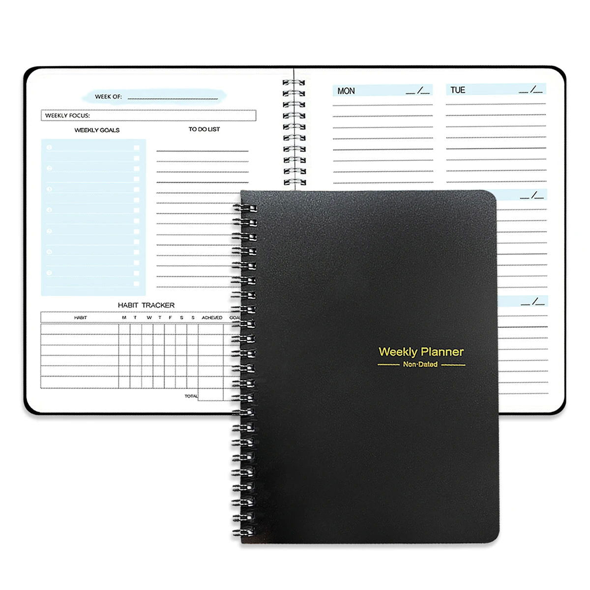 52 Weeks Weekly Planner Notebook A5 Undated Spiral Agenda Daily Student Schedules Journal Stationery Office School Supplies - Slobuy