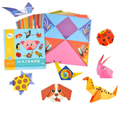 54 Pages Montessori Toys DIY Kids Craft Toy 3D Cartoon Animal Origami Handcraft Paper Art Learning Educational Toys for Children - Slobuy