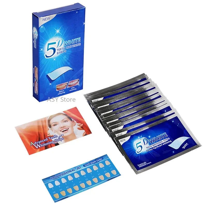 5D Gel Teeth Whitening Strips White Tooth Dental kit Oral Hygiene Care Strip for false Teeth Veneers Dentist Seks Whiten Gel - Slobuy