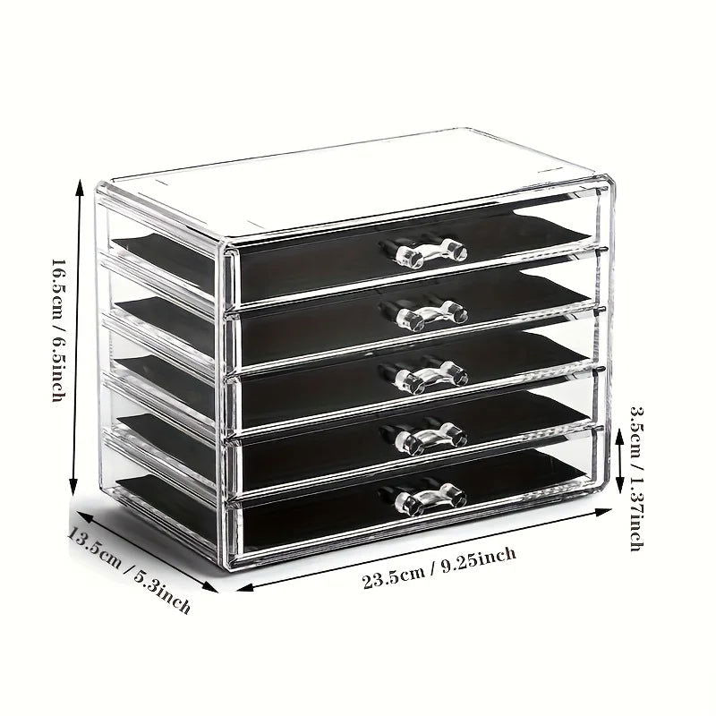 3/5Layer Acrylic Drawer Clear Office Organizer Drawer for Desk, Pencil Holder Large Desk Accessories Display Caddy for Home - Slobuy