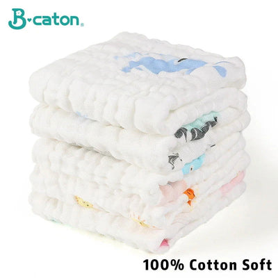 5PCS Baby Bath Towel 100% Cotton Muslin Squares 6 Layers Gauze Kid Facecloth Face Wash Wipe Hand Soft Newborn Stuff Handkerchief - Slobuy