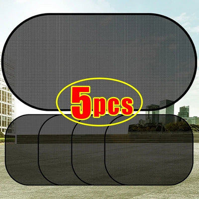 1/5PCS Car Window Sunshade Cover Sun UV Protection Auto Front Rear Black Window Curtain Side Glass Mesh Sunshades Accessories - Slobuy