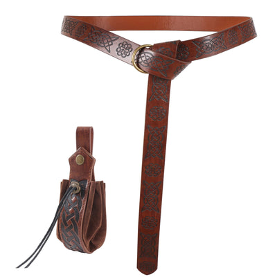 5PCS Halloween Costume Accessories Set Medieval Renaissance Knight Belt Viking Vintage Sac Cosplay Props Leather Waist Belt Set - Slobuy