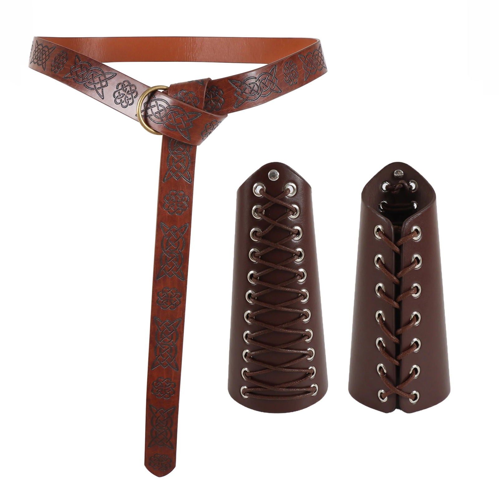 5PCS Halloween Costume Accessories Set Medieval Renaissance Knight Belt Viking Vintage Sac Cosplay Props Leather Waist Belt Set - Slobuy