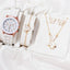 5PCS Set Luxury Watch Women Ring Necklace Earrings Rhinestone Fashion Wristwatch Female Casual Ladies Watches Bracelet Set Clock - Slobuy