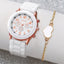5PCS Set Luxury Watch Women Ring Necklace Earrings Rhinestone Fashion Wristwatch Female Casual Ladies Watches Bracelet Set Clock - Slobuy