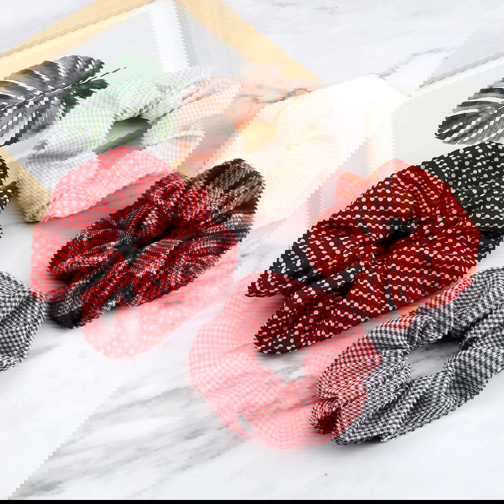 5Pcs/Lot Girl Pink Red Hair Band Accessories Fashion Large Hair Ties Solid Color Elastic Scrunchies For Women Ponytail Hairstyle - Slobuy