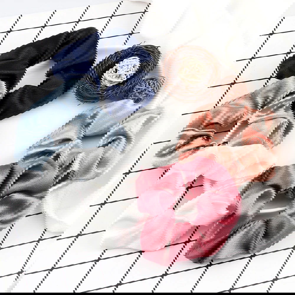 5Pcs/Lot Girl Pink Red Hair Band Accessories Fashion Large Hair Ties Solid Color Elastic Scrunchies For Women Ponytail Hairstyle - Slobuy