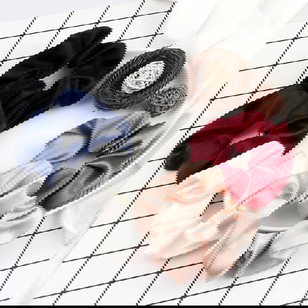 5Pcs/Lot Girl Pink Red Hair Band Accessories Fashion Large Hair Ties Solid Color Elastic Scrunchies For Women Ponytail Hairstyle - Slobuy