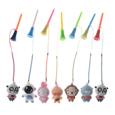 5Pcs Golf Rubber Tee With PVC Cartoon Pattern Golf Ball Holder With Handmade Rope Prevent Loss Golf Accessories Golf Gift - Slobuy